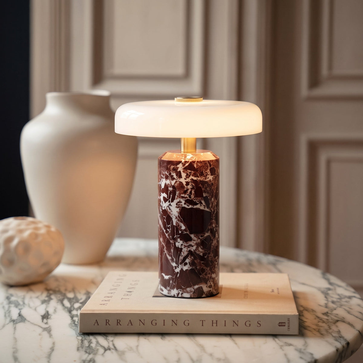 Marble Glass Table Lamp – Modern Rechargeable Ambient Lighting