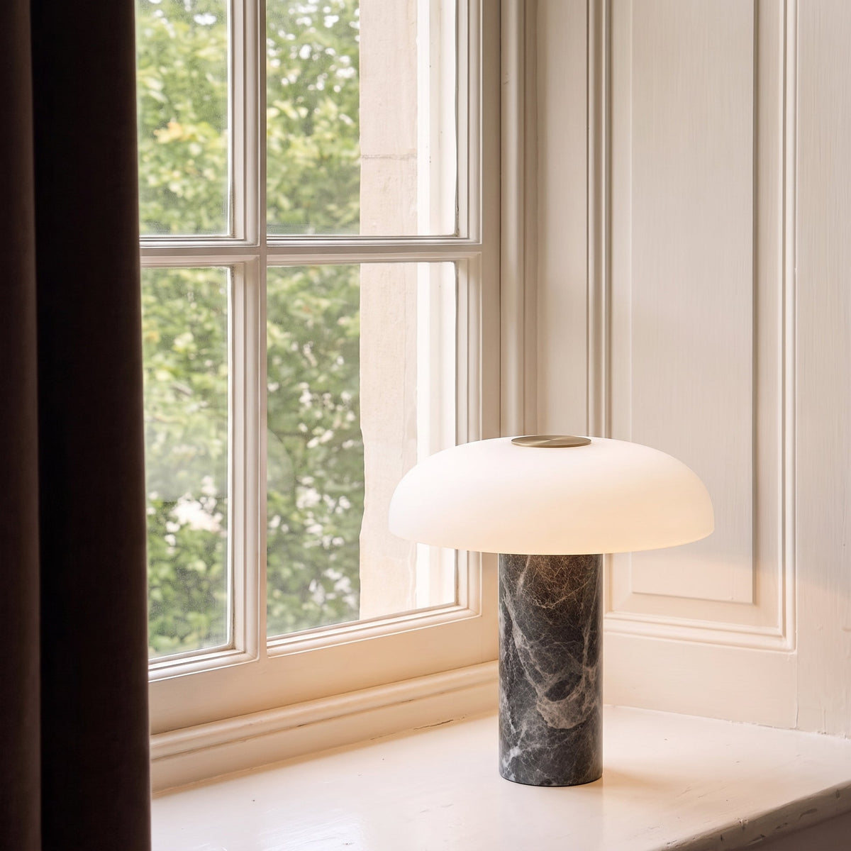 Marble Base Glass Table Lamp – Elegant Mushroom Lighting