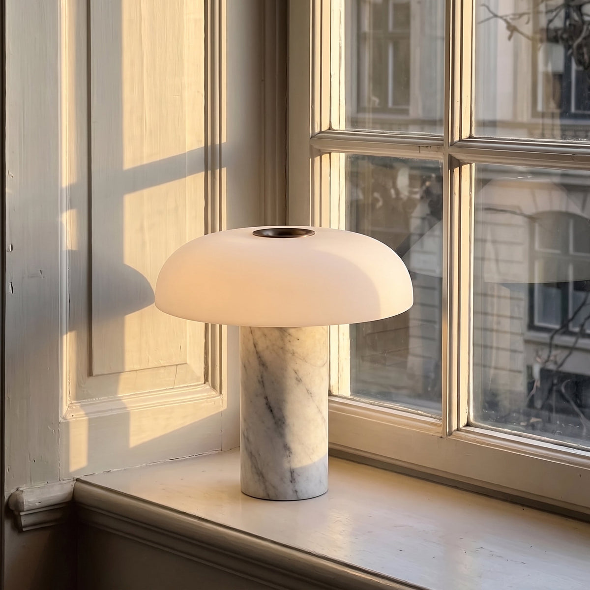 Marble Base Glass Table Lamp – Elegant Mushroom Lighting