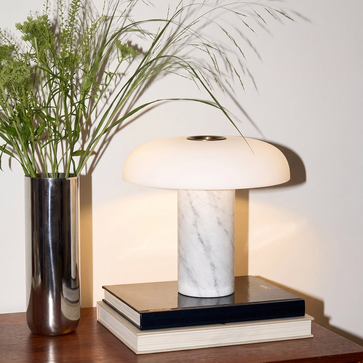 Marble Base Glass Table Lamp – Elegant Mushroom Lighting
