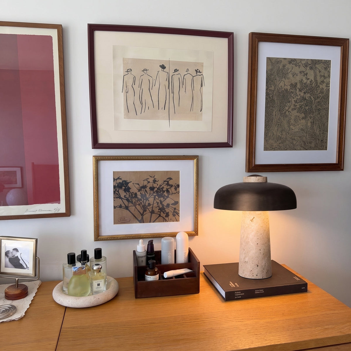Travertine Mushroom Table Lamp – Natural Stone Accent Lighting