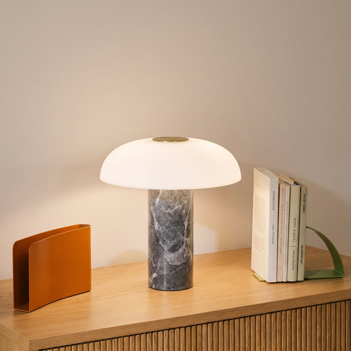 Marble Base Glass Table Lamp – Elegant Mushroom Lighting