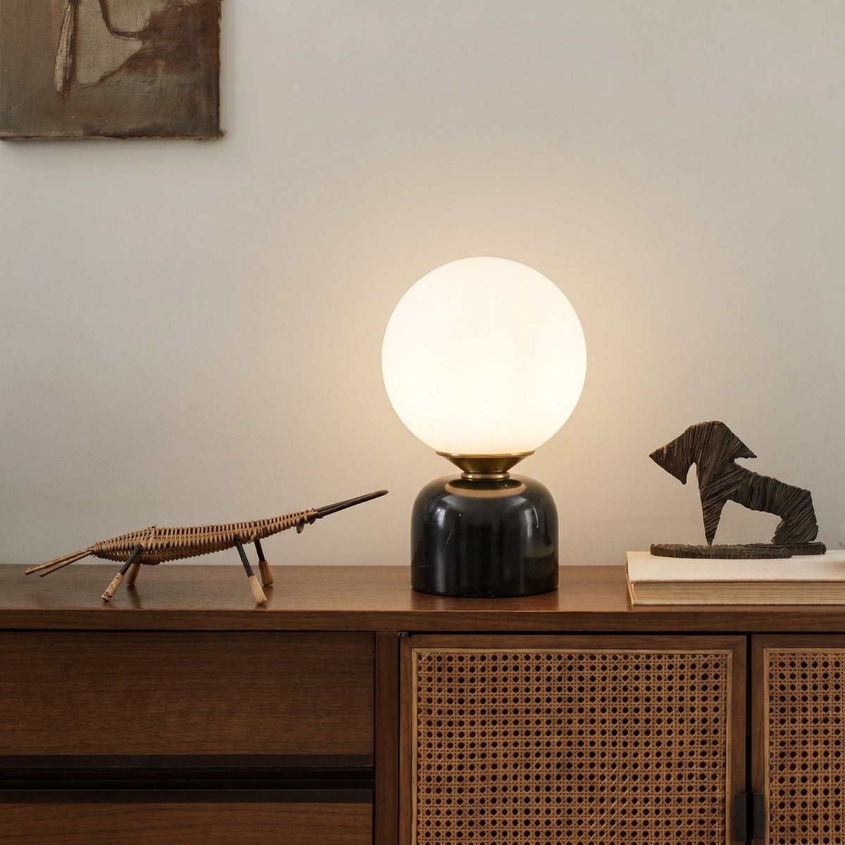 Hindsa Table Lamp – Elegant Marble and Glass Globe Lighting