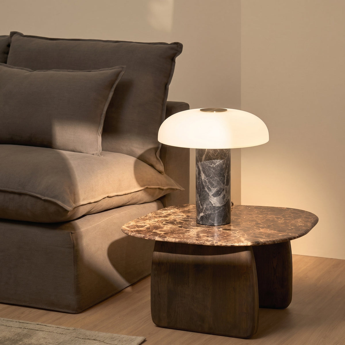 Marble Base Glass Table Lamp – Elegant Mushroom Lighting