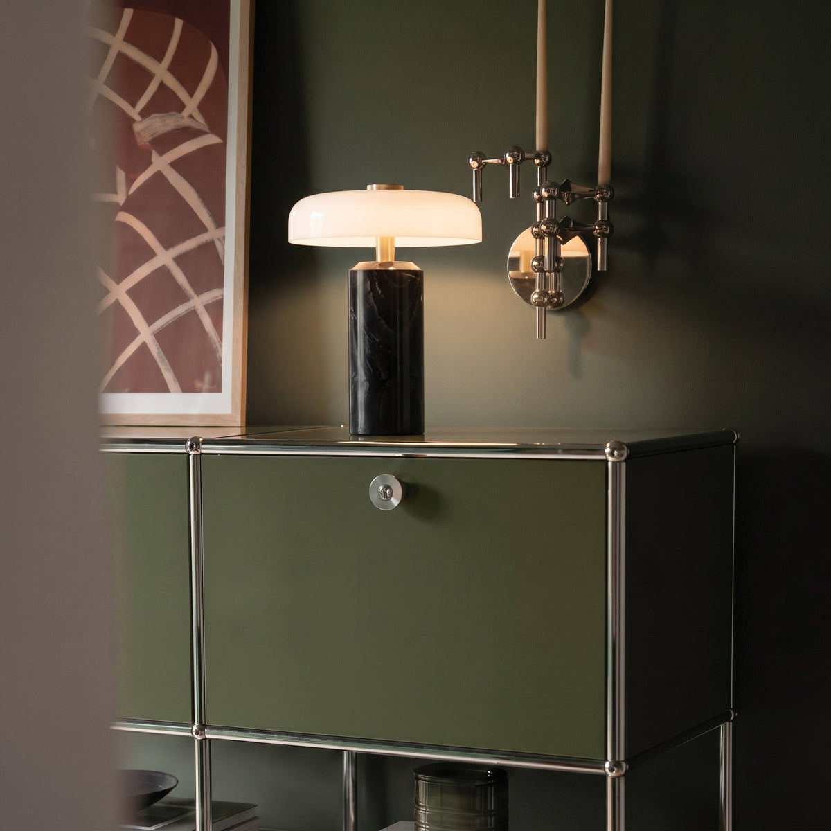 Marble Glass Table Lamp – Modern Rechargeable Ambient Lighting