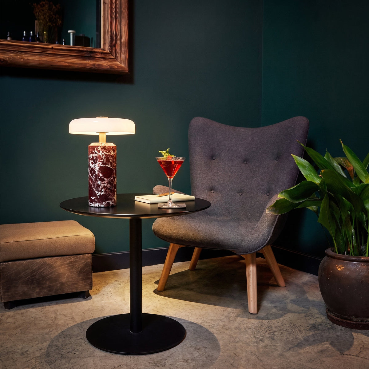 Marble Glass Table Lamp – Modern Rechargeable Ambient Lighting