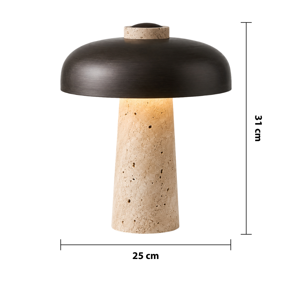 Travertine Mushroom Table Lamp – Natural Stone Accent Lighting