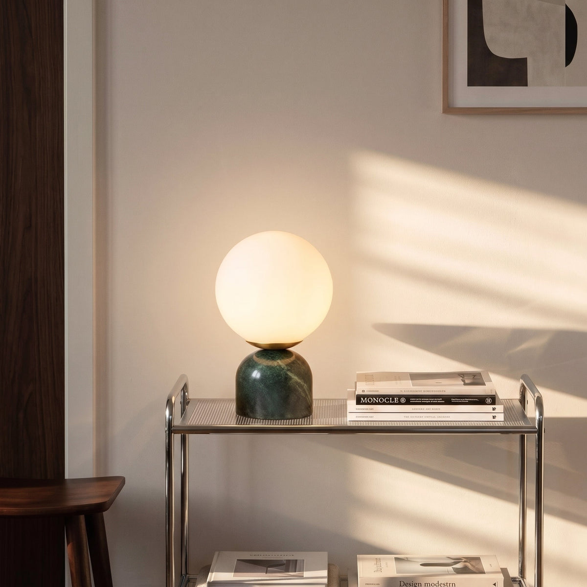 Marble Globe Table Lamp – Minimalist Glass Lighting