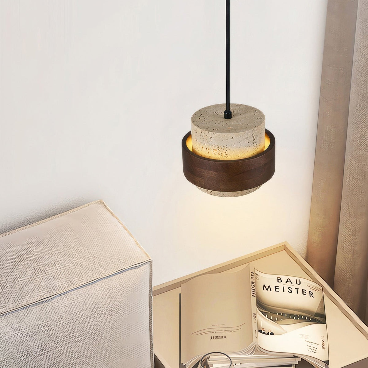Ascend Retro Stone Wabi Sabi Pendant – Natural Travertine Lighting