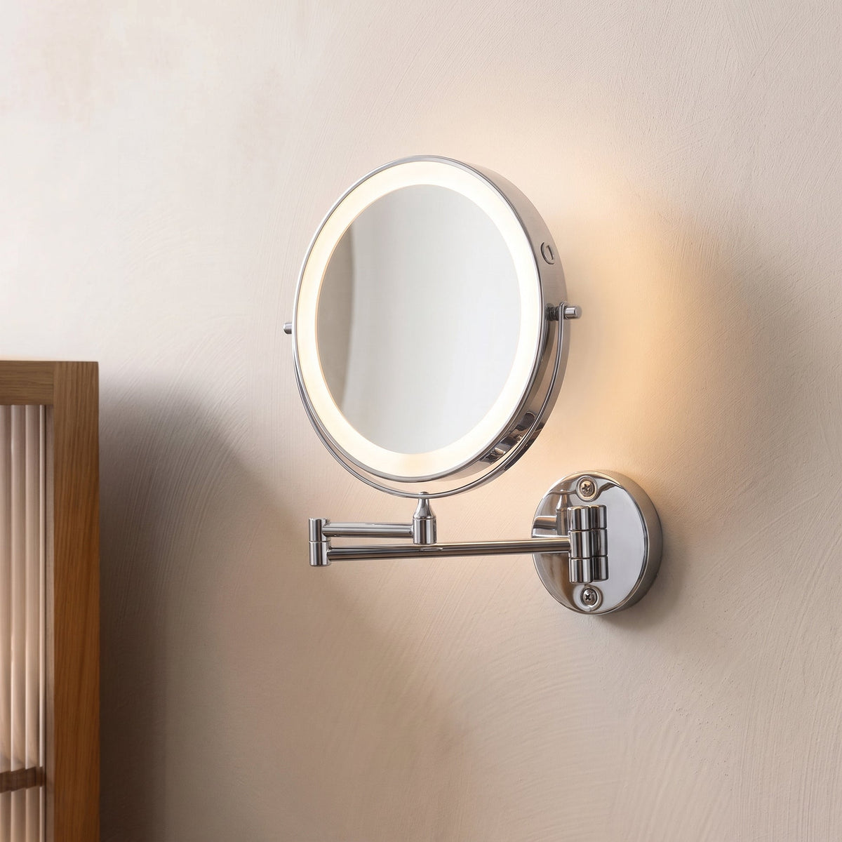 Round LED Vanity Mirror Wall Light – Adjustable Bathroom Lighting