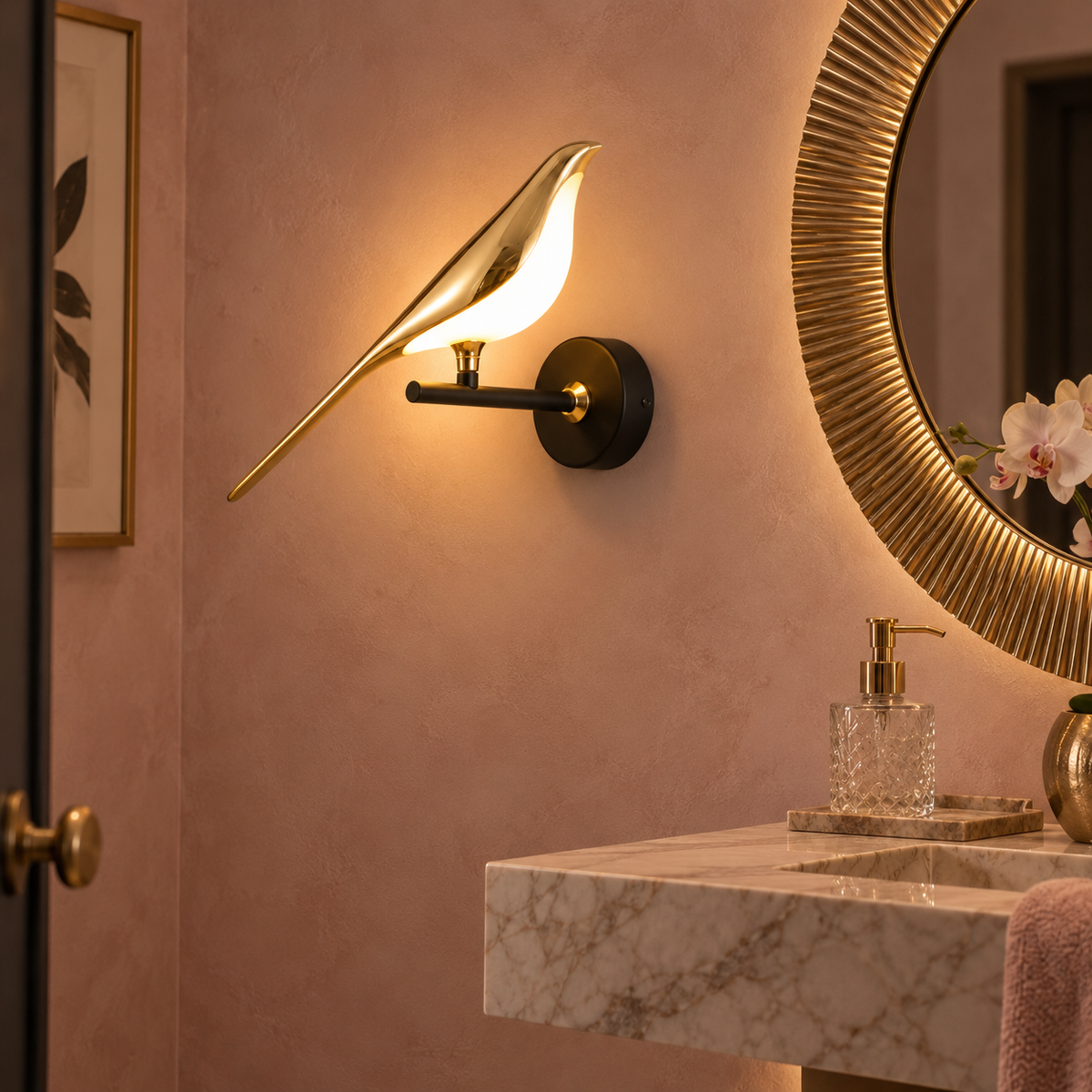 Gold Bird Wall Light – Sculptural LED Wall Lighting