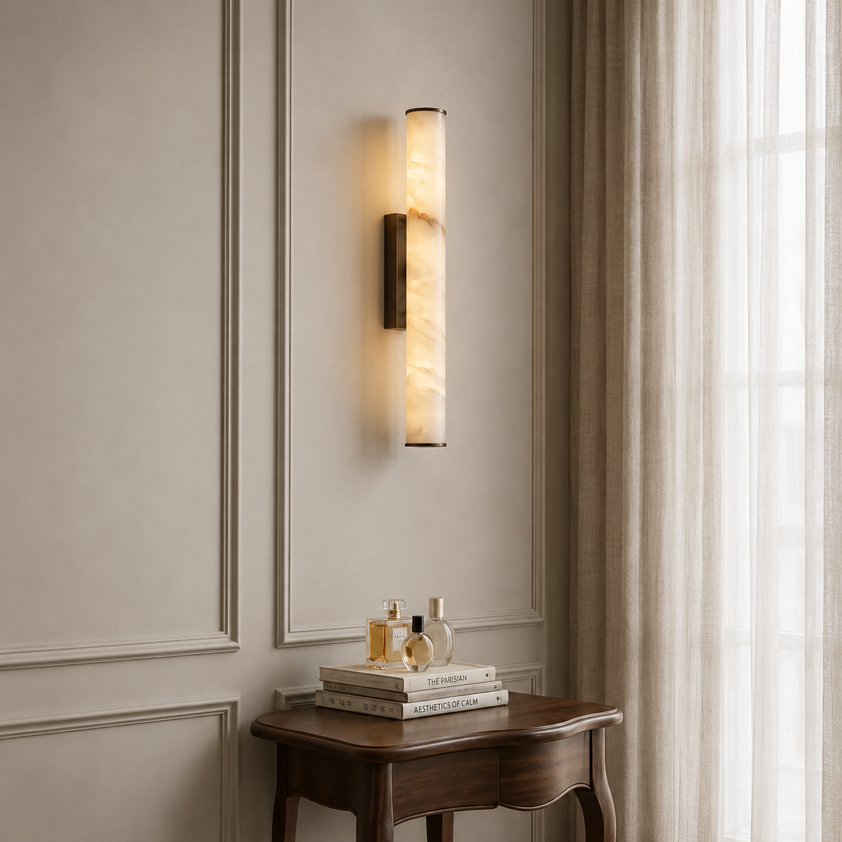 Cylindrical Marble Wall Light – Minimalist LED Lighting