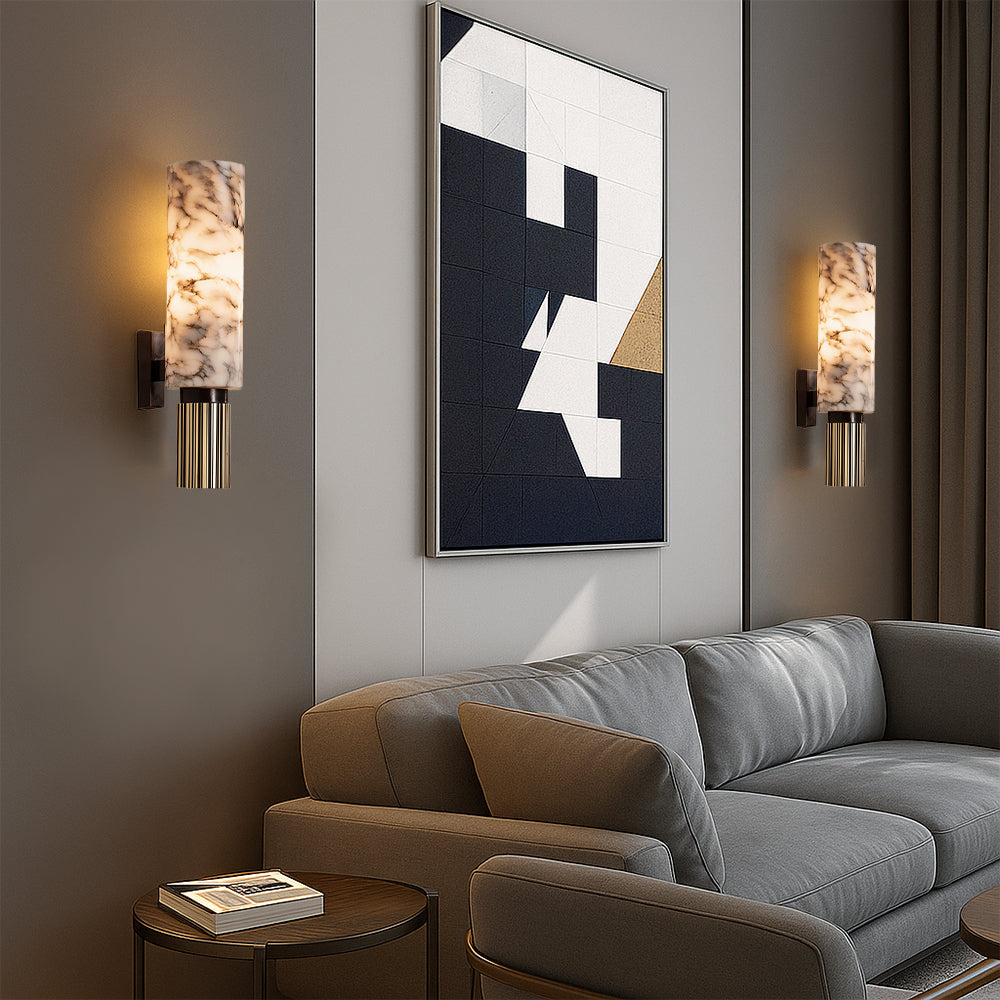 Copper Stone Wall Light – Elegant Marble and Copper Lighting