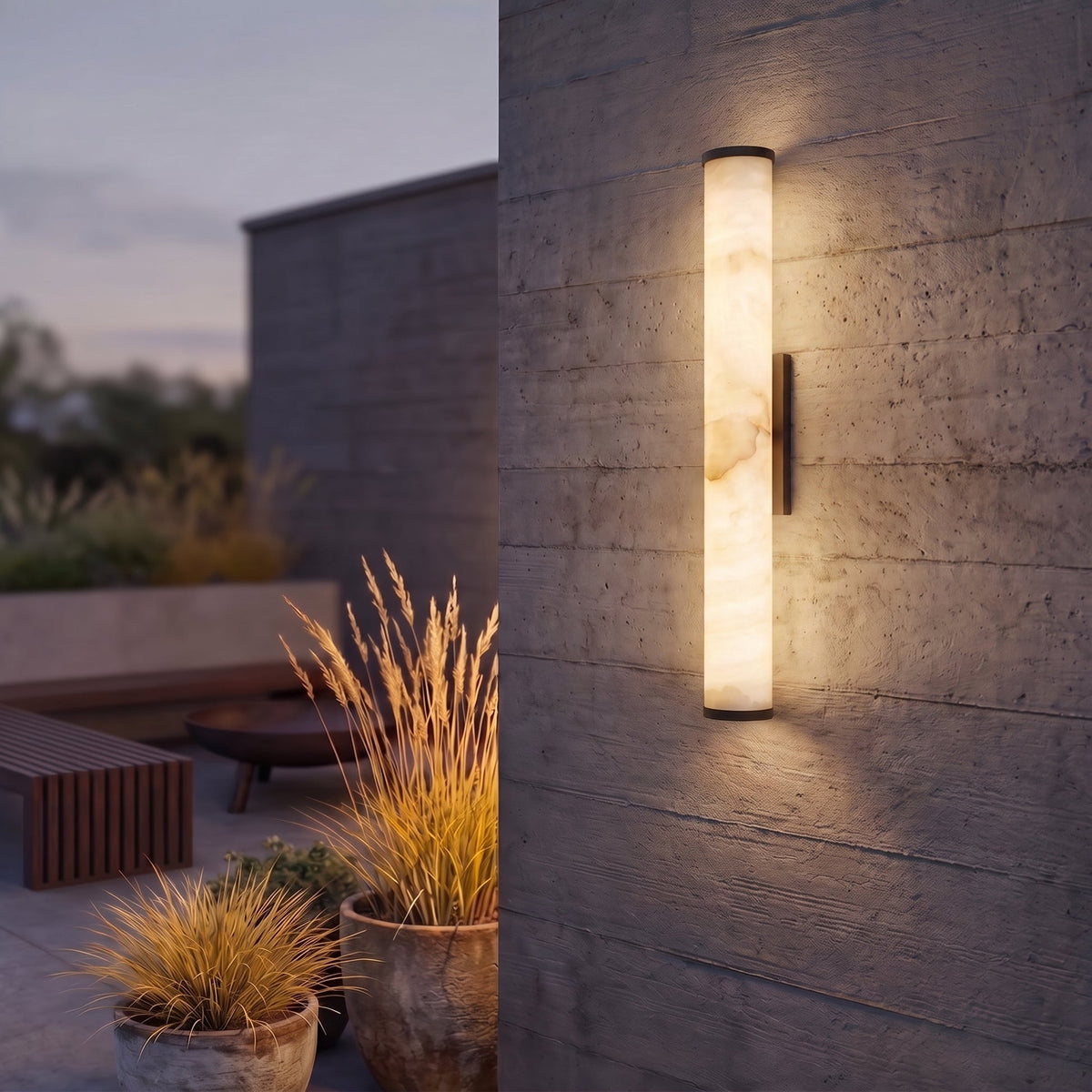 Cylindrical Marble Wall Light – Minimalist LED Lighting