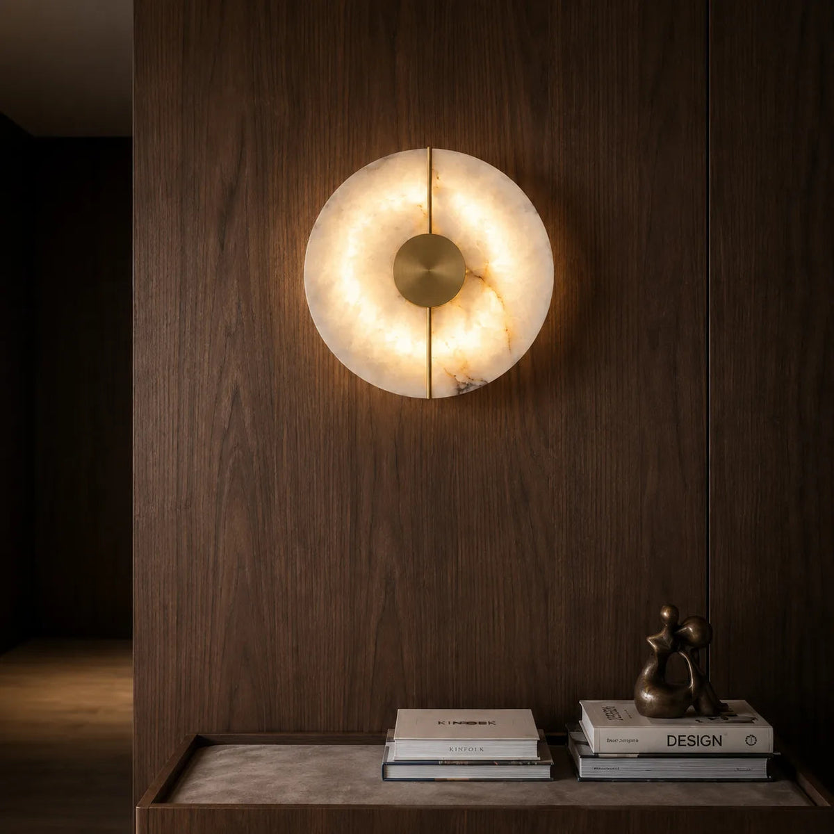Minimalist Circular Alabaster Marble LED Wall Light