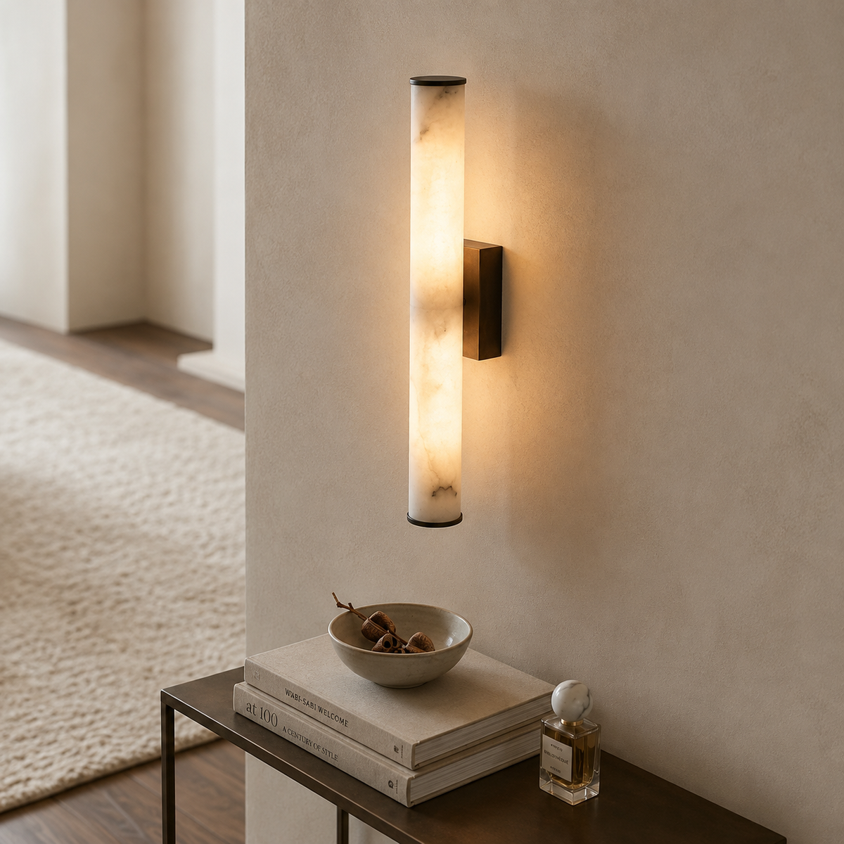 Cylindrical Marble Wall Light – Minimalist LED Lighting