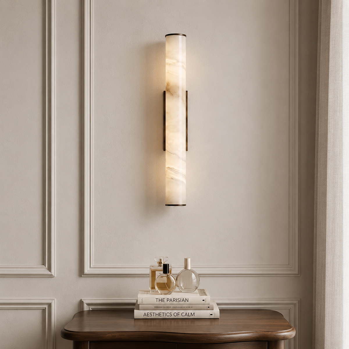 Cylindrical Marble Wall Light – Minimalist LED Lighting