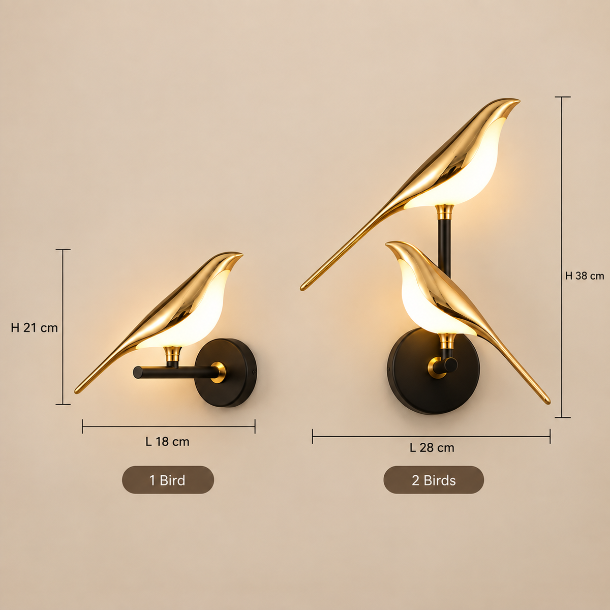 Gold Bird Wall Light – Sculptural LED Wall Lighting