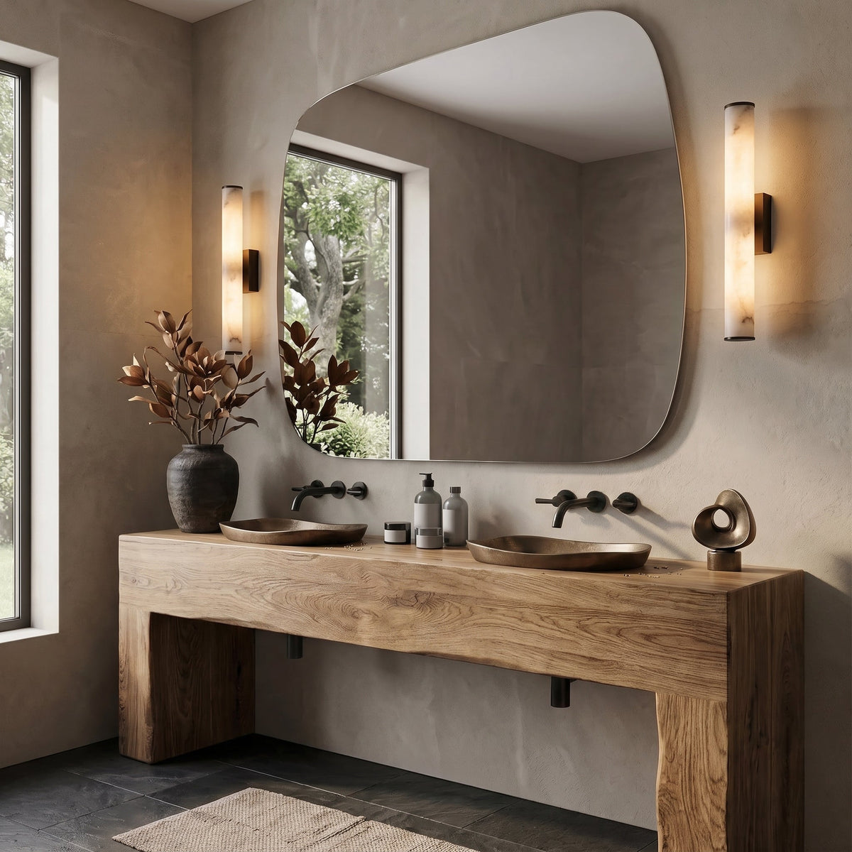 Cylindrical Marble Wall Light – Minimalist LED Lighting