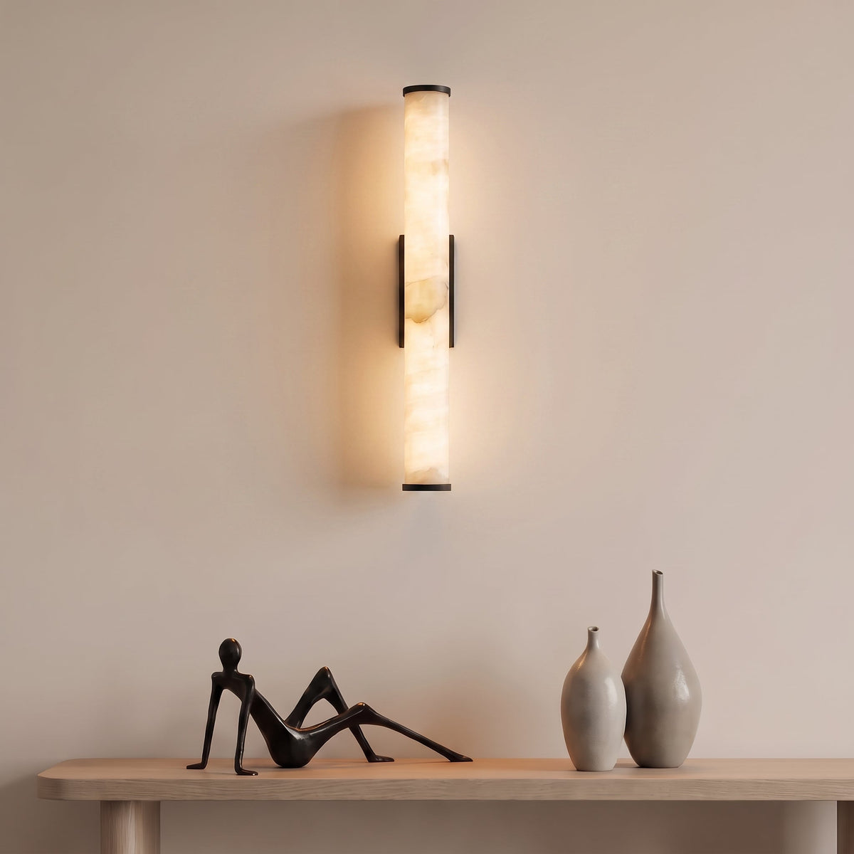 Cylindrical Marble Wall Light – Minimalist LED Lighting