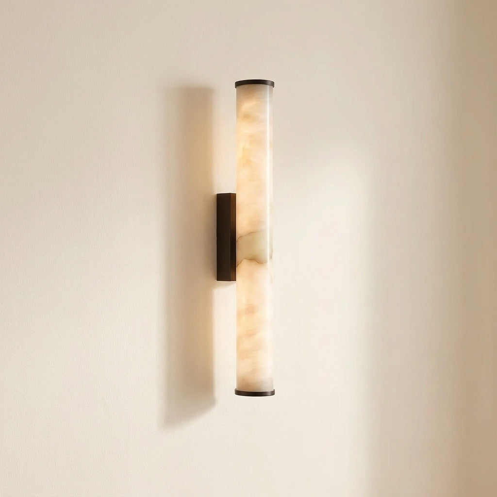 Cylindrical Marble Wall Light – Minimalist LED Lighting