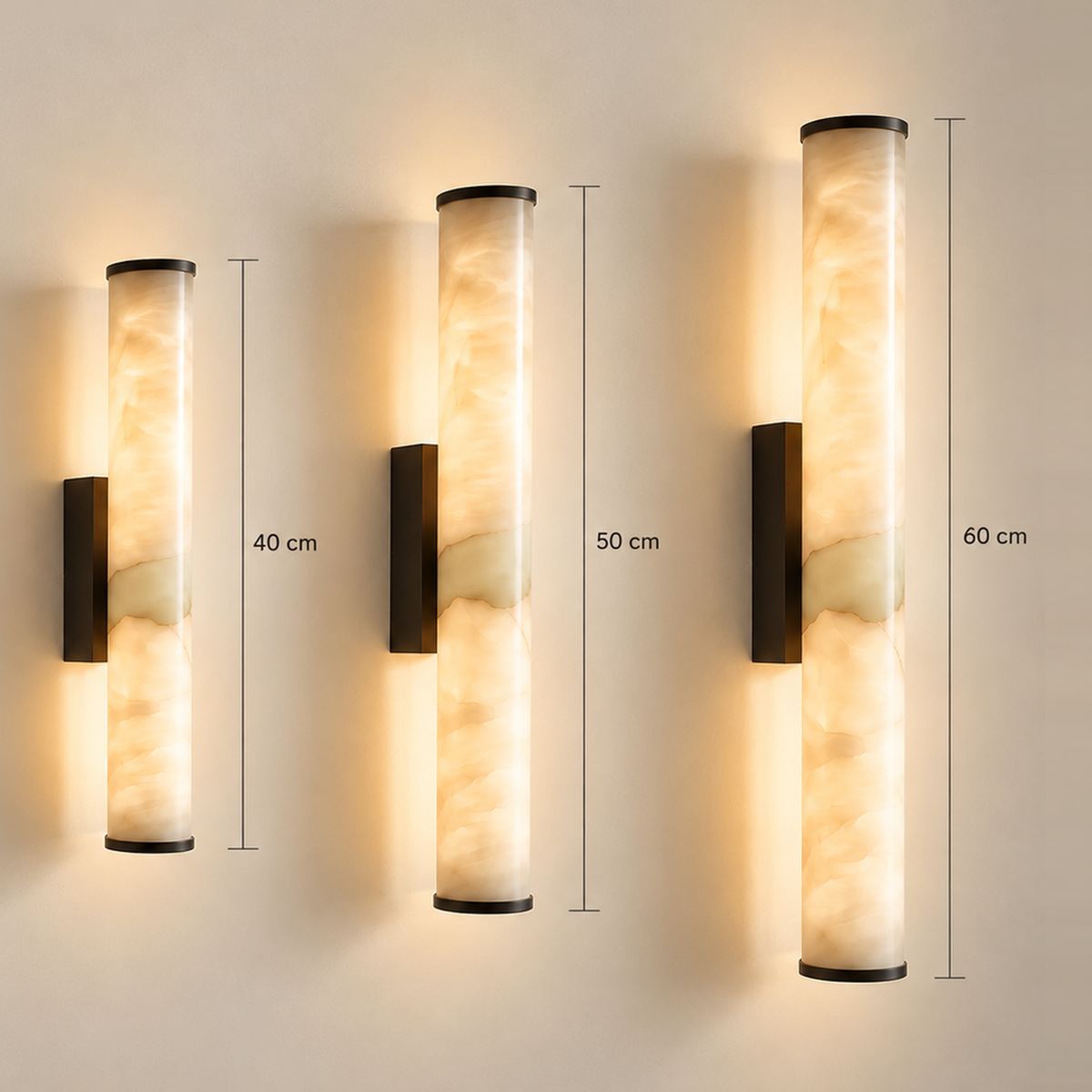Cylindrical Marble Wall Light – Minimalist LED Lighting