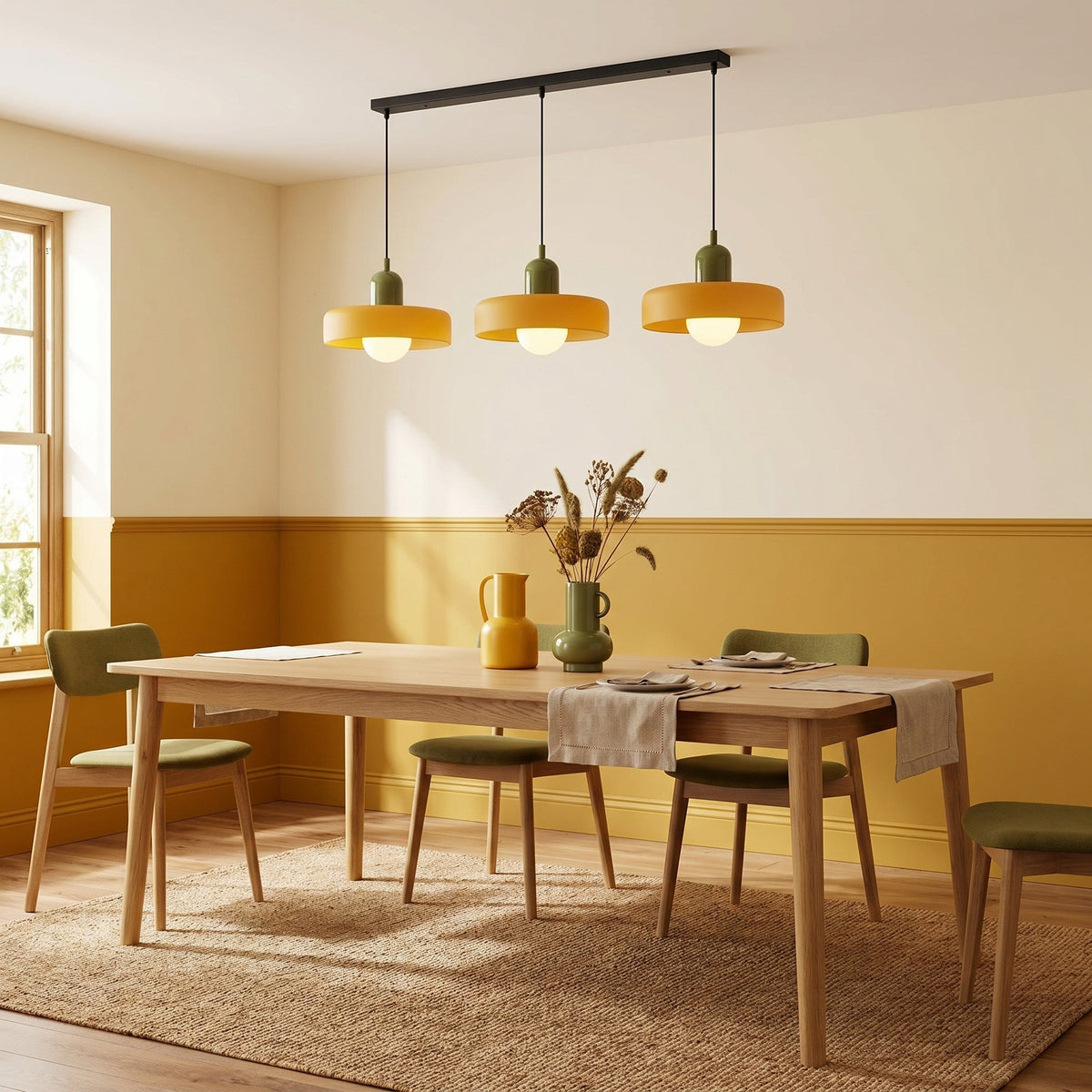 3-Head Bauhaus Colored Glass Pendant Light – Modern Retro Hanging Lighting