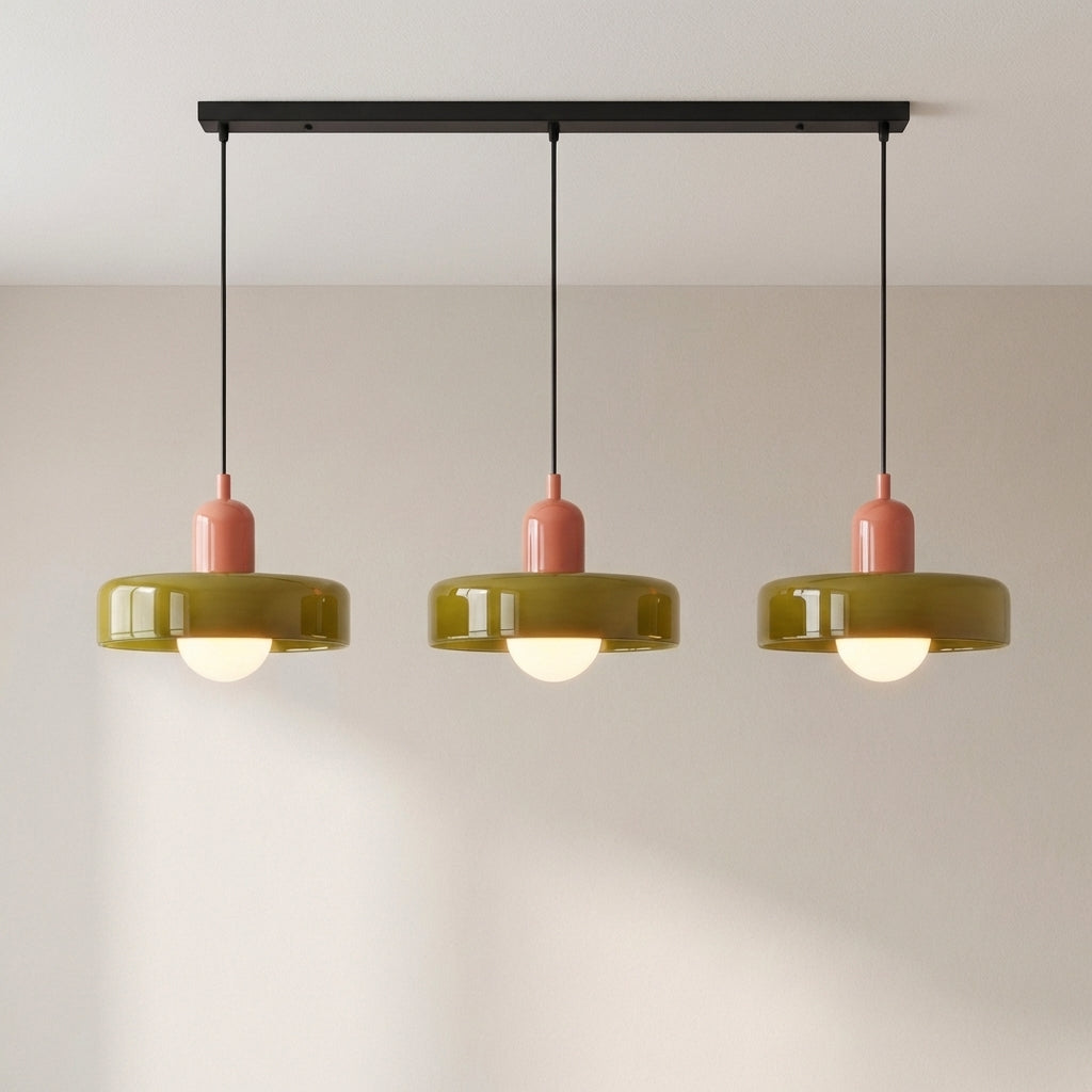 3-Head Bauhaus Colored Glass Pendant Light – Modern Retro Hanging Lighting