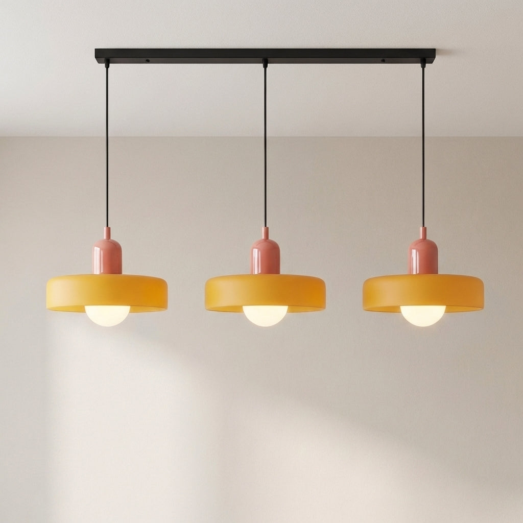 3-Head Bauhaus Colored Glass Pendant Light – Modern Retro Hanging Lighting
