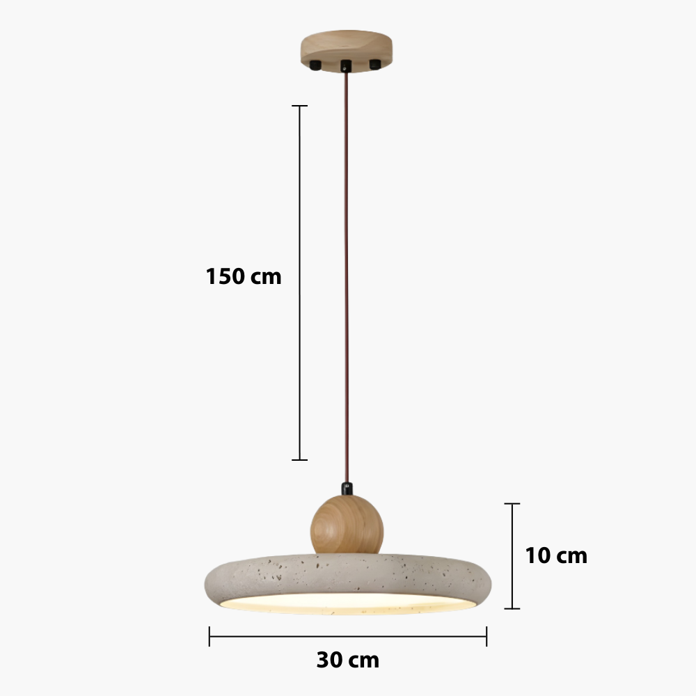 Travertine Wood Pendant Light – Modern Natural Stone Lighting
