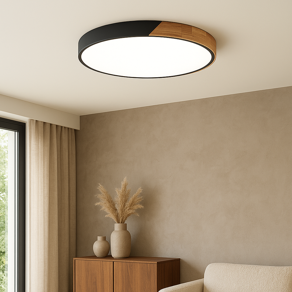 Nordic Wooden Ceiling Light – Modern Scandinavian LED Lighting