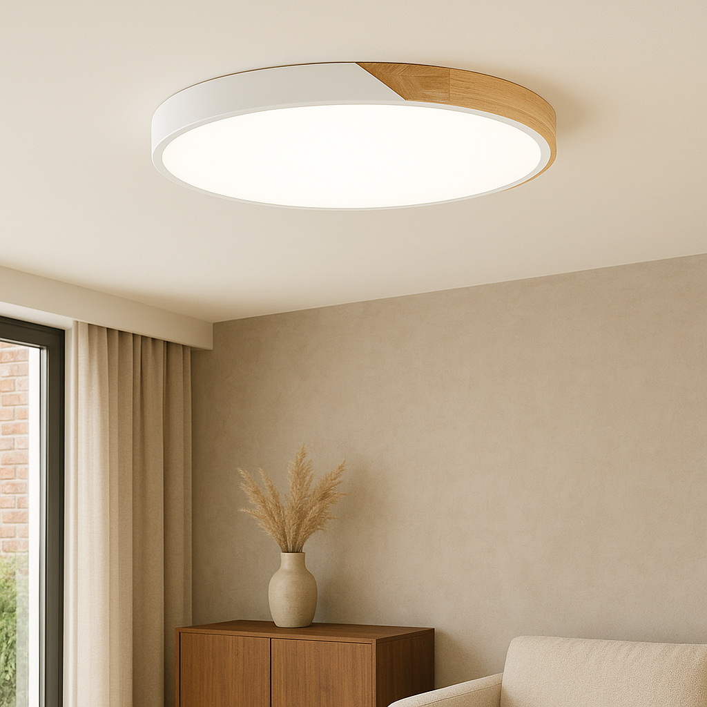 Nordic Wooden Ceiling Light – Modern Scandinavian LED Lighting