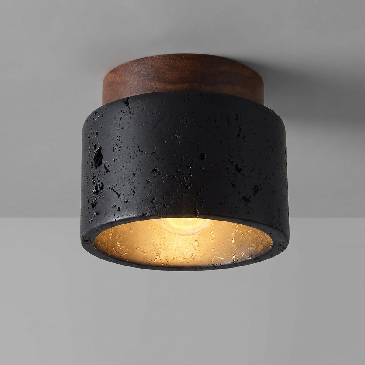 Scandinavian Natural Travertine Flush Mount LED Ceiling Light