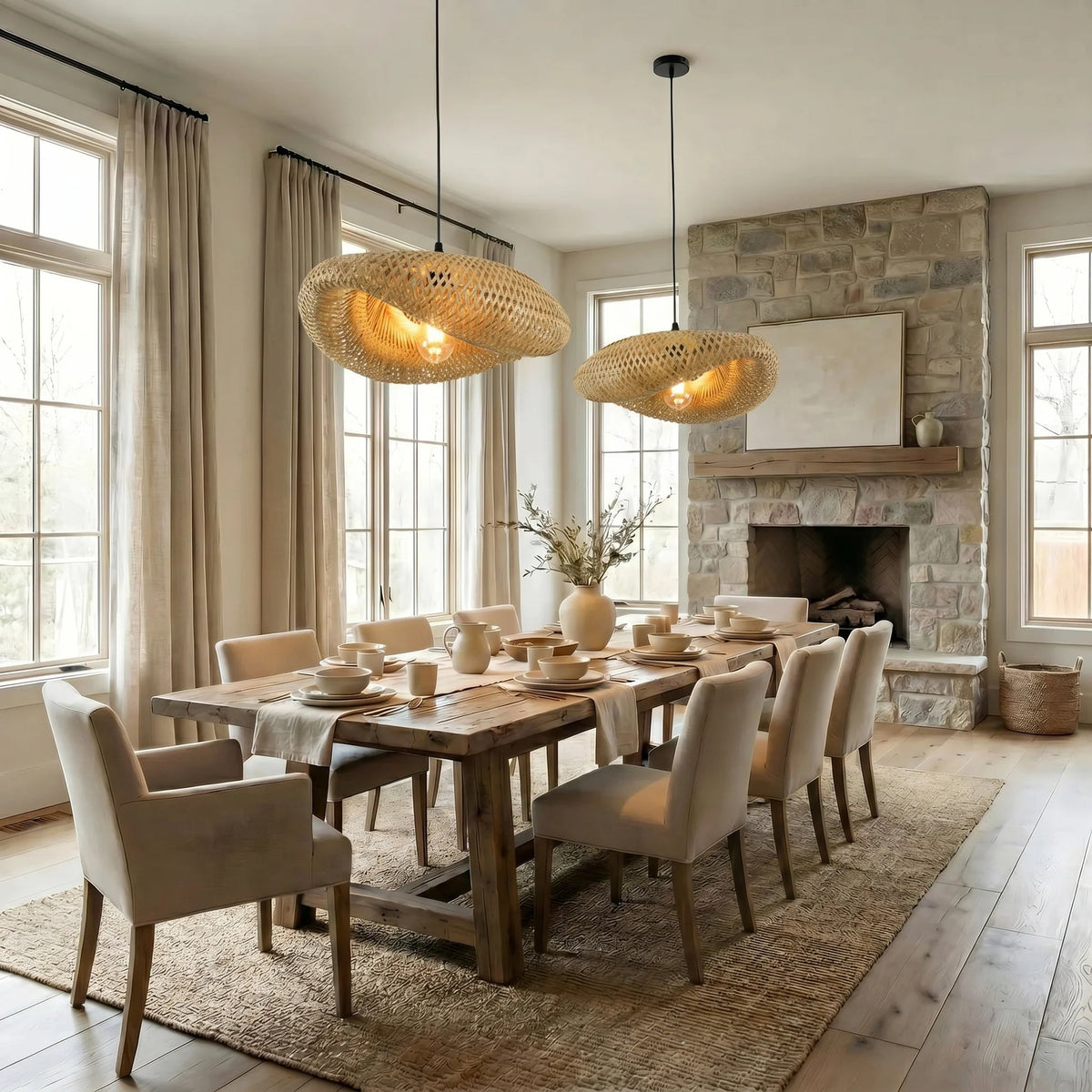 Bamboo Pendant Light – Natural Woven Hanging Lighting