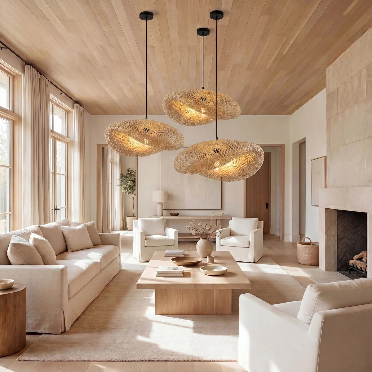 Bamboo Pendant Light – Natural Woven Hanging Lighting
