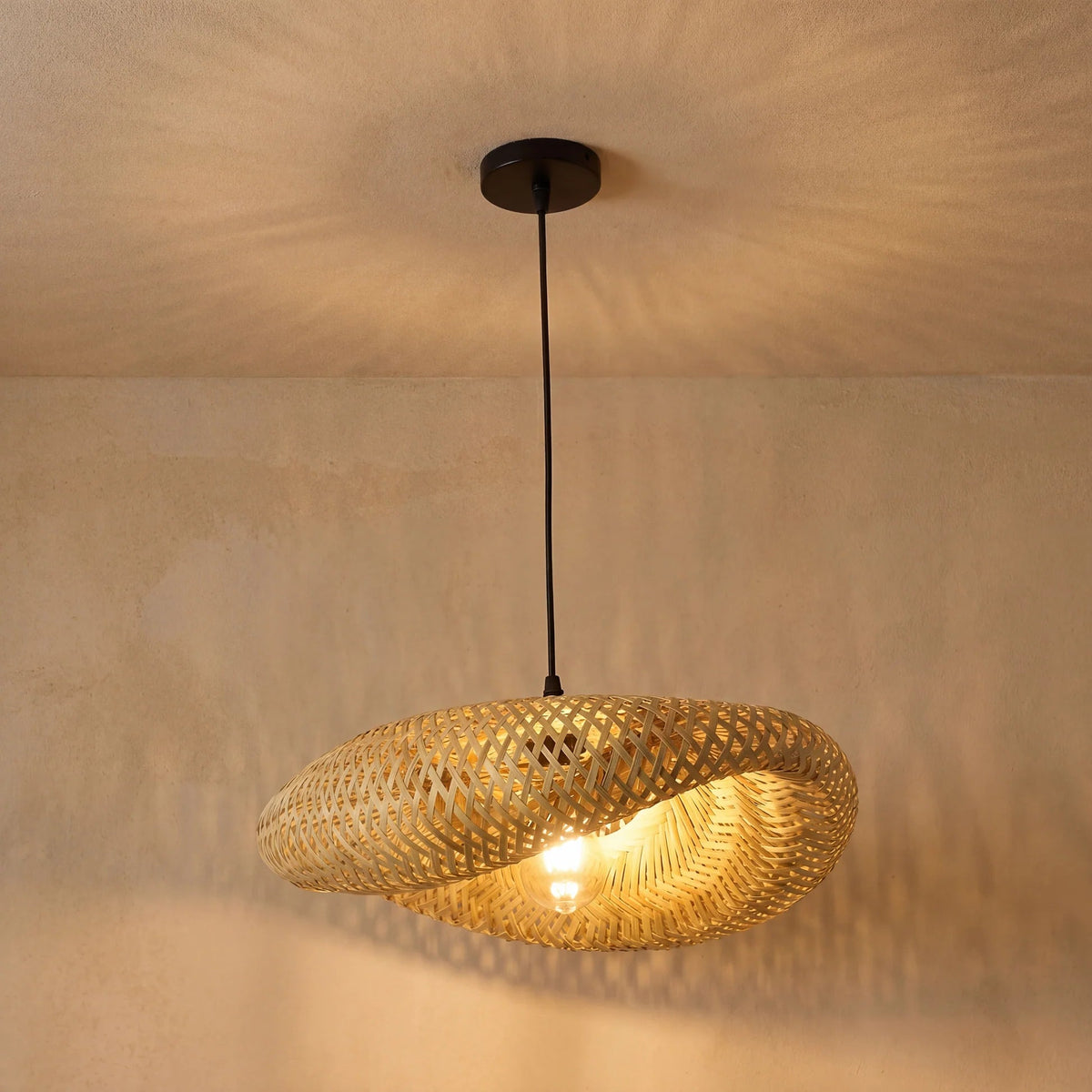 Bamboo Pendant Light – Natural Woven Hanging Lighting