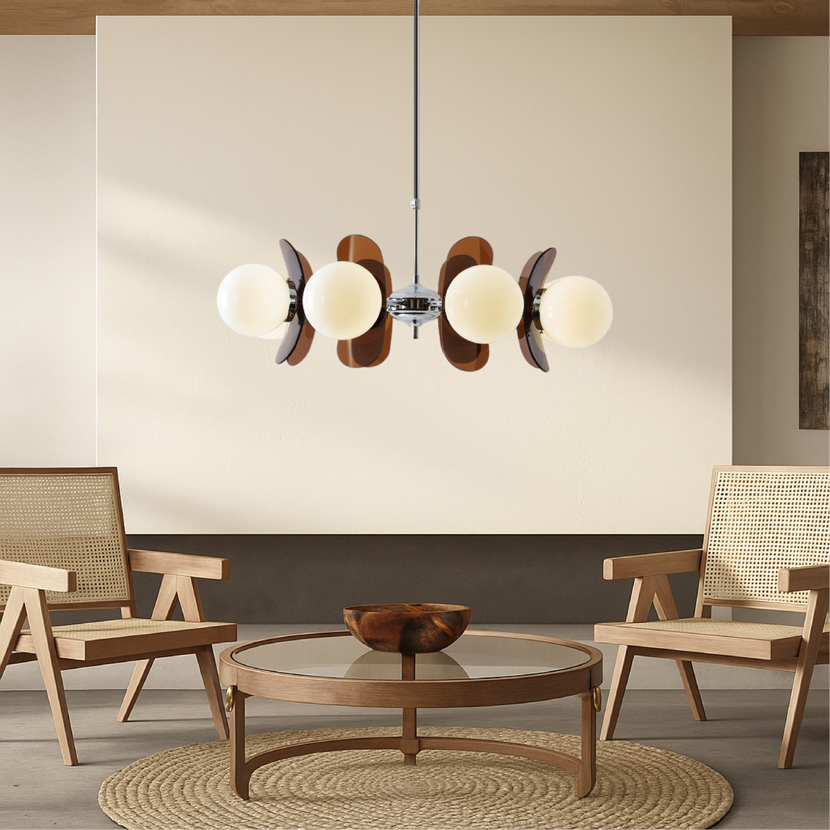 5-Head Bauhaus Chandelier – Modern Retro Glass Lighting