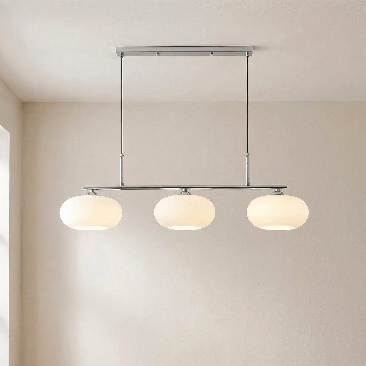 3-Head Glass Pendant Light – Modern Linear Hanging Lighting