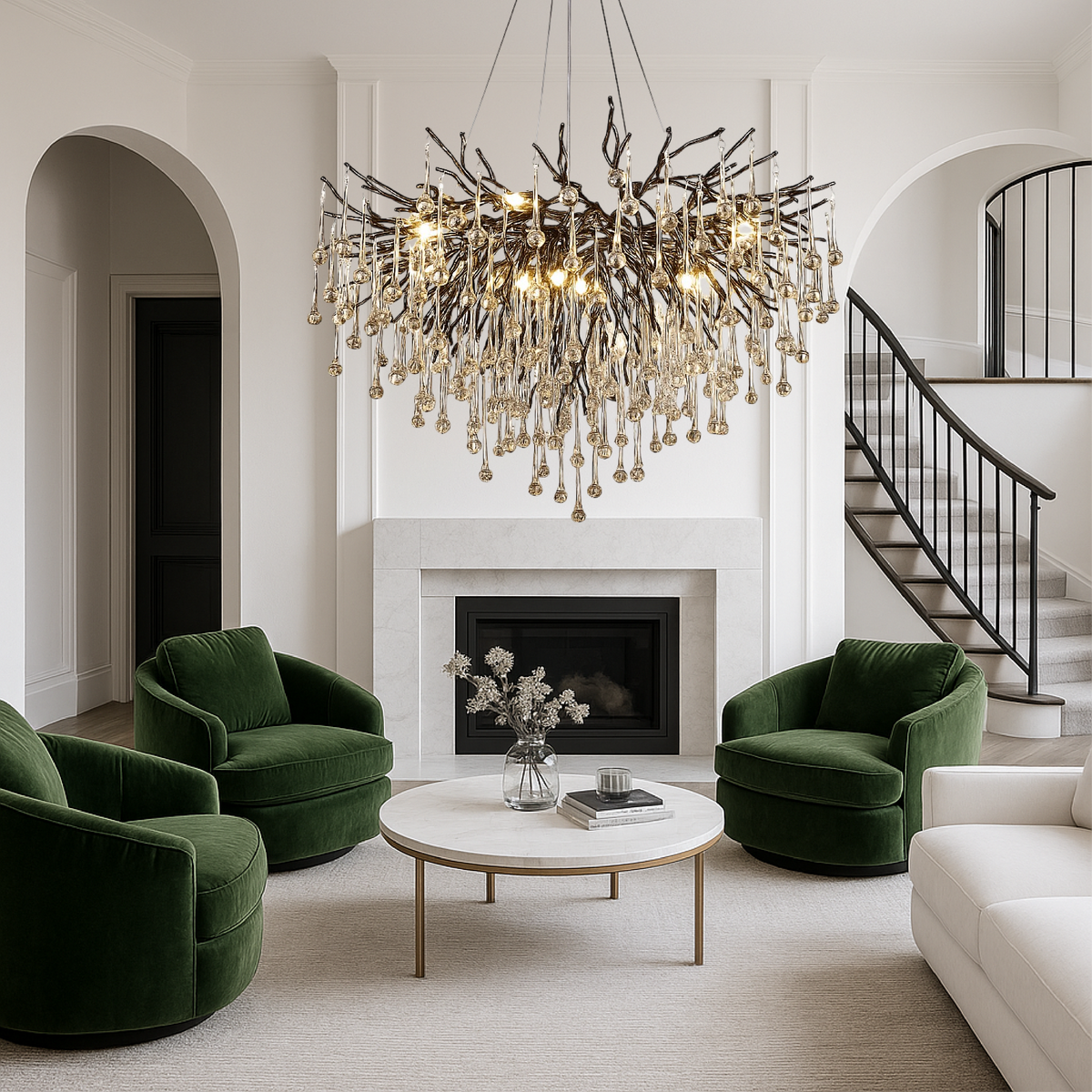 Black Raindrop Crystal Chandelier – Modern Luxury Hanging Lighting