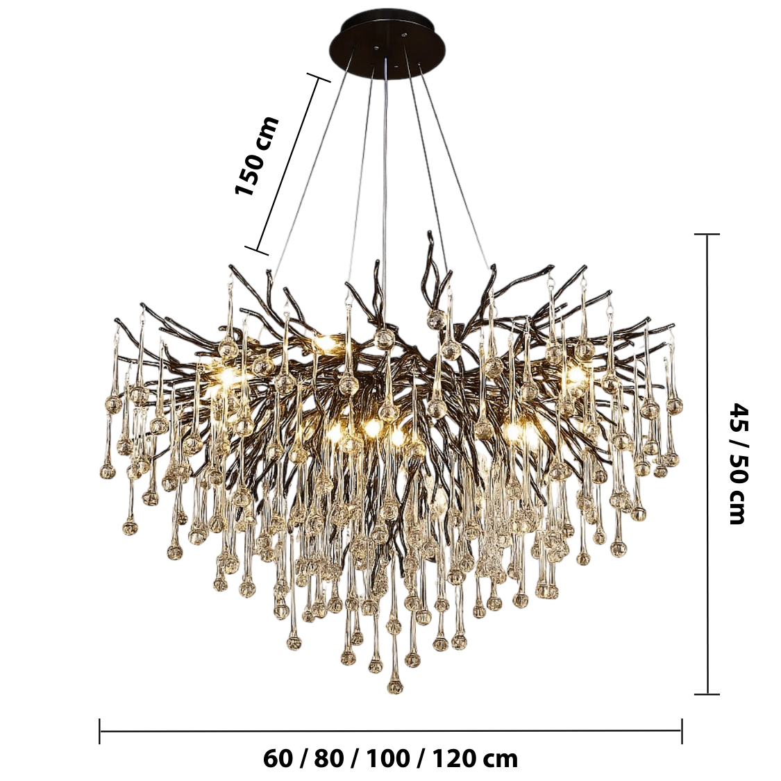Black Raindrop Crystal Chandelier – Modern Luxury Hanging Lighting