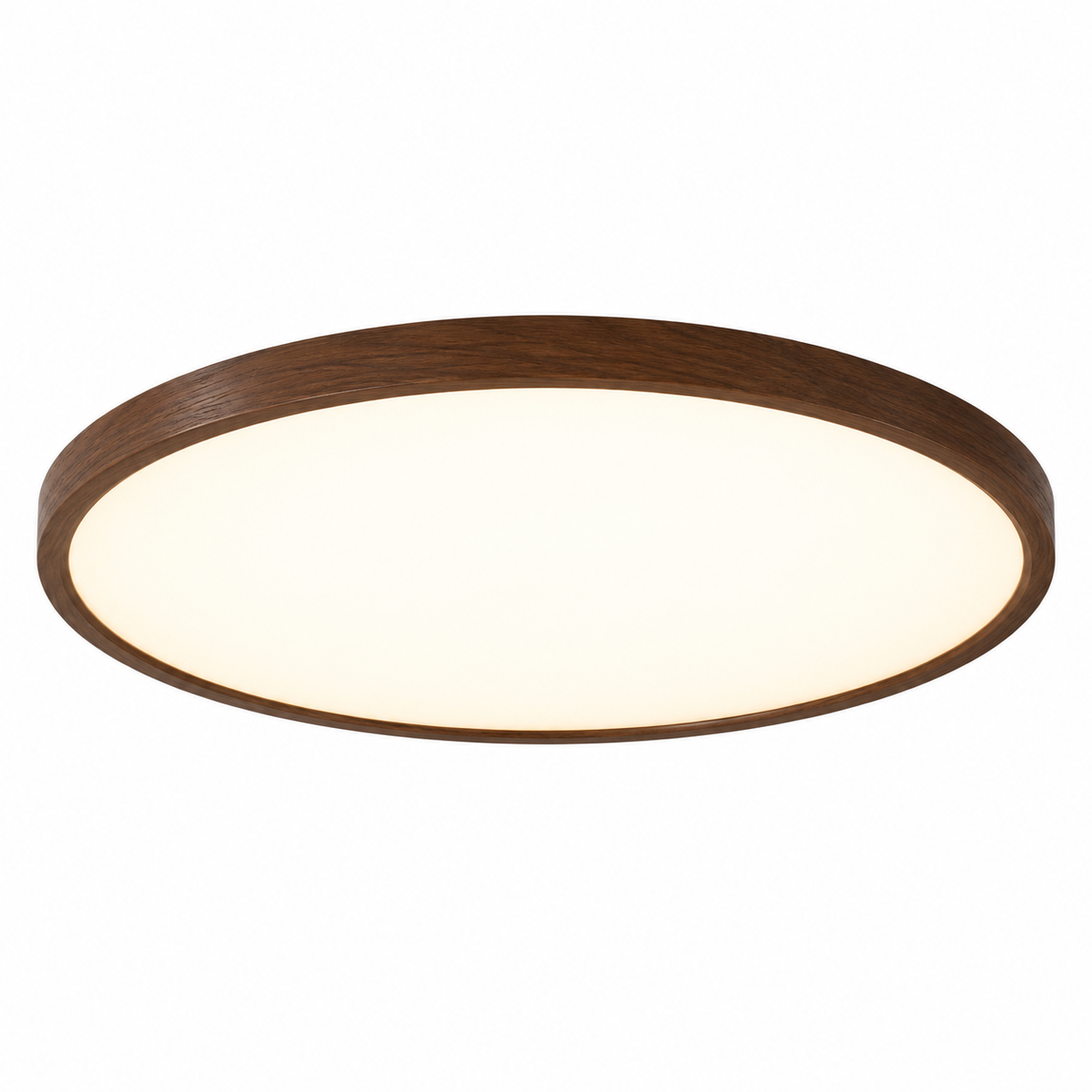 Walnut Wood Ceiling Light – Minimalist Round LED Lighting