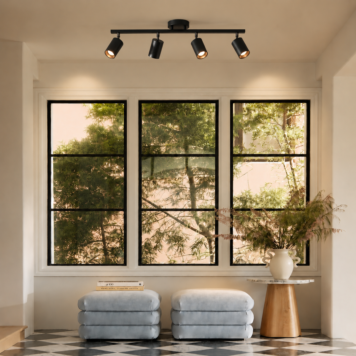 Modern 4-Head Ceiling Spotlight – Adjustable LED Track Lighting