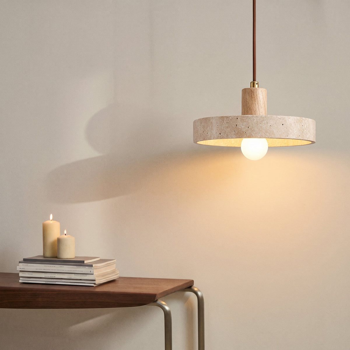 Travertine Stone Pendant Light – Modern Natural Hanging Lighting