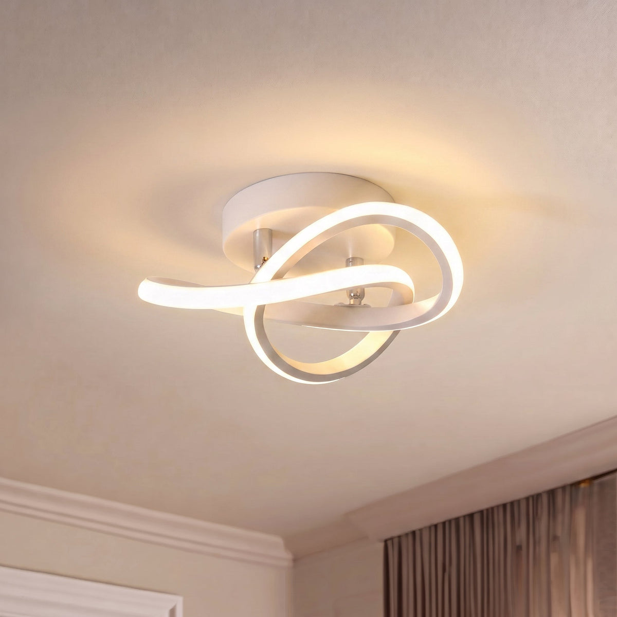 Curved LED Ceiling Light – Sculptural White Lighting