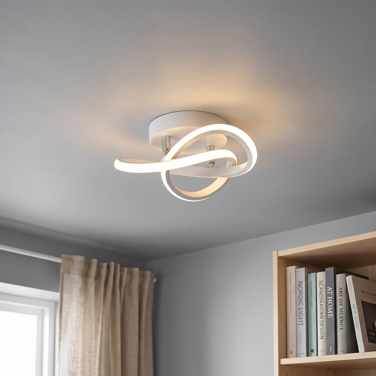 Curved LED Ceiling Light – Sculptural White Lighting