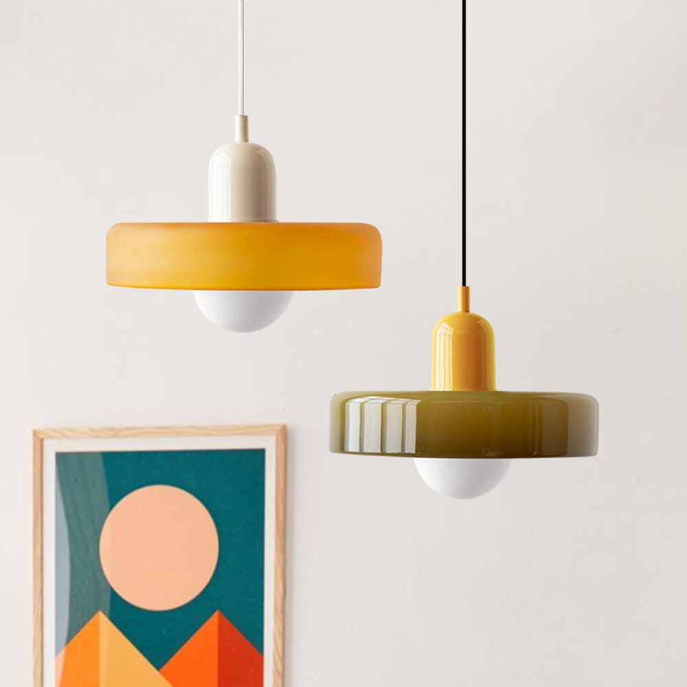 Bauhaus Colored Glass Pendant Light – Retro Modern Hanging Lighting