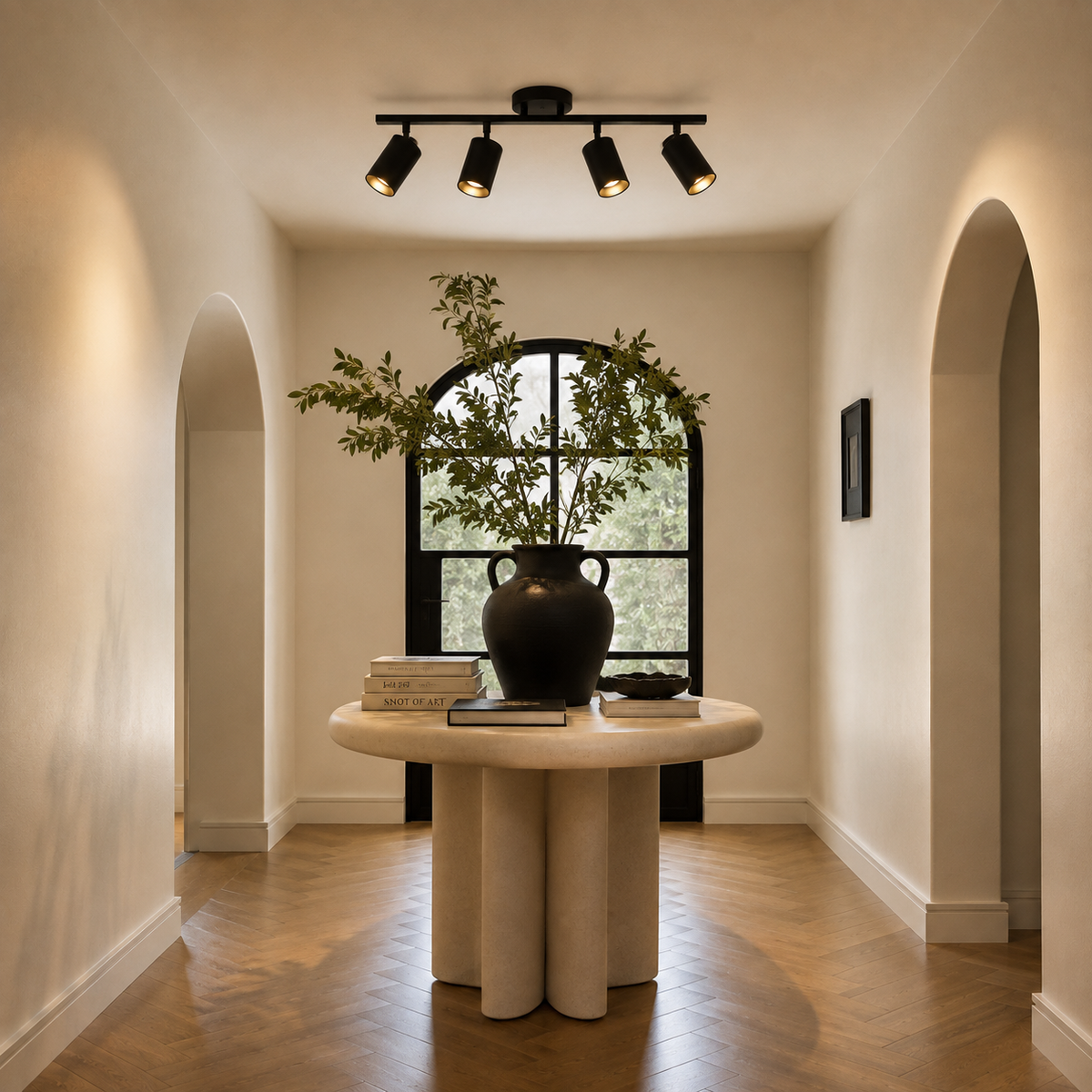 Modern 4-Head Ceiling Spotlight – Adjustable LED Track Lighting