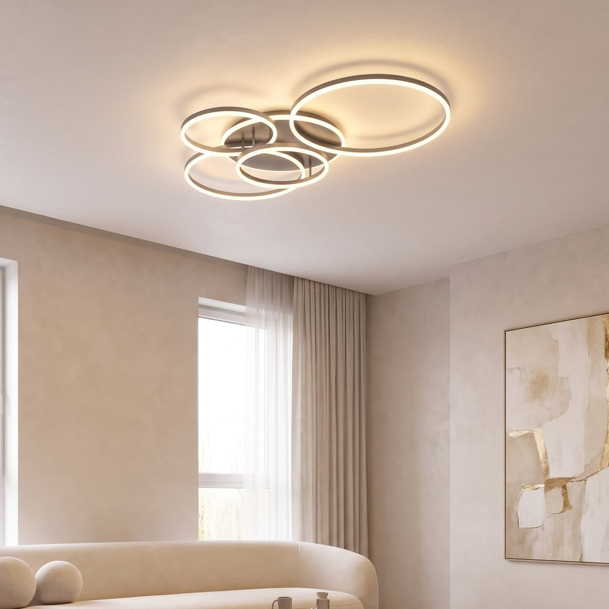 Black Interlocking Ring Ceiling Light – Geometric LED Lighting