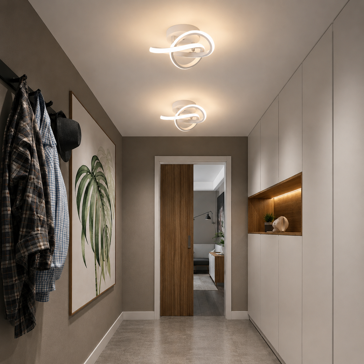 Curved LED Ceiling Light – Sculptural White Lighting