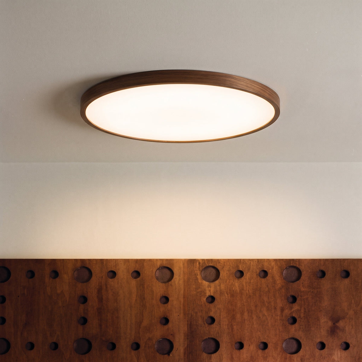 Dark Wood Grain Ceiling Light – Modern Scandinavian LED Lighting